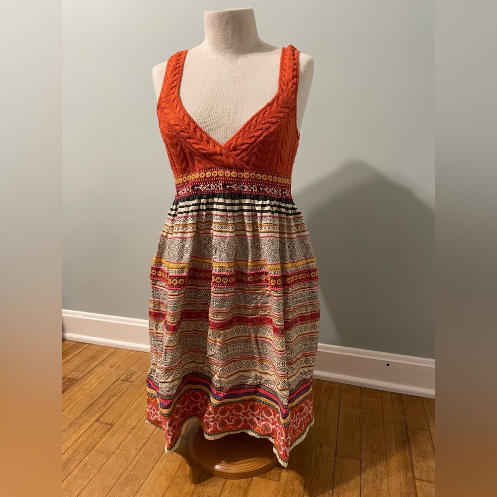 Vintage Free People Embroidered Midi Dress Sz 6